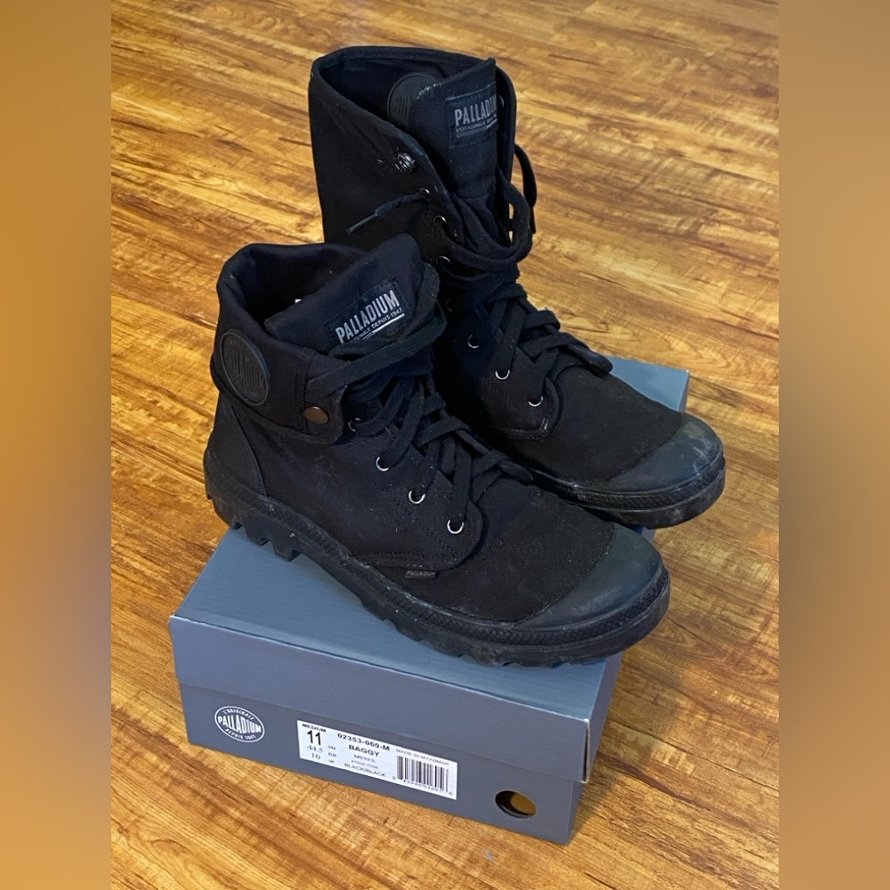 Palladium Baggy Canvas Sneaker Boot Black Mens 11 US 44.5 EU